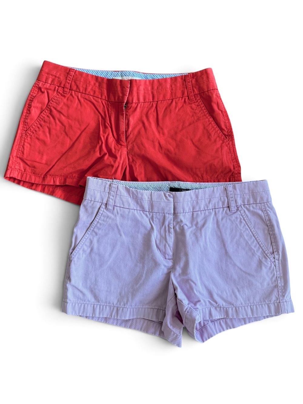 J.Crew Women’s Chino Shorts Set  - Coral and Lilac, Size 4